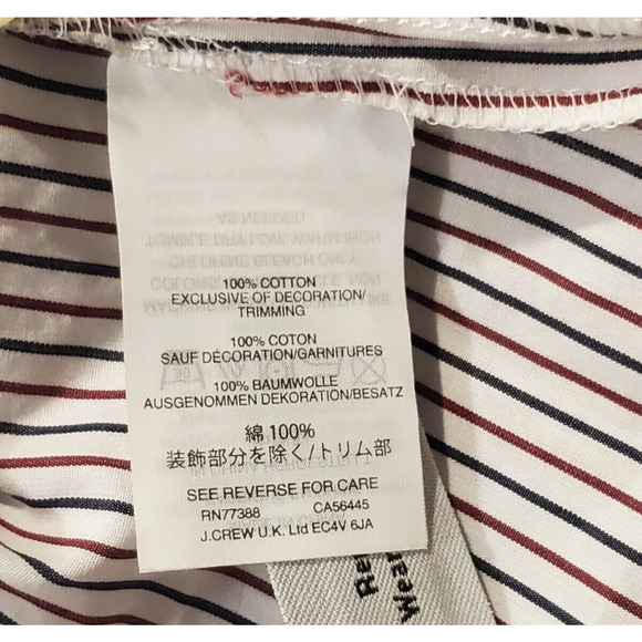 J Crew Embroidered Tunic Blouse Long Sleeve Hippie Boho Striped Tie Women Medium - Picture 6 of 6